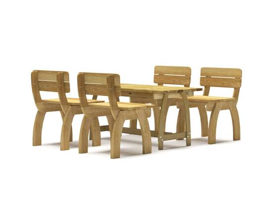 Set mobilier de exterior, 5 piese, lemn de pin tratat, 2 image