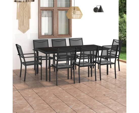 Set mobilier de exterior, 9 piese, oțel