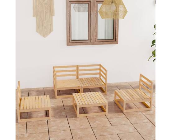 Set mobilier de grădină, 5 piese, lemn masiv de pin