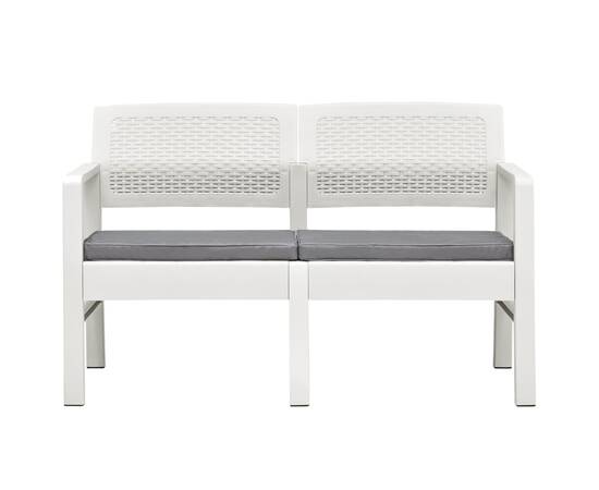 Set mobilier de grădină cu perne, 4 piese, alb, plastic, 3 image