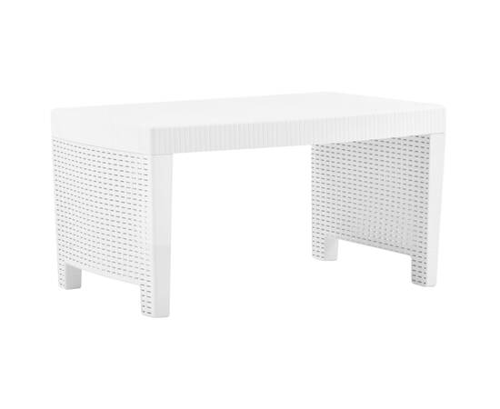 Set mobilier de grădină cu perne, 4 piese, alb, plastic, 9 image