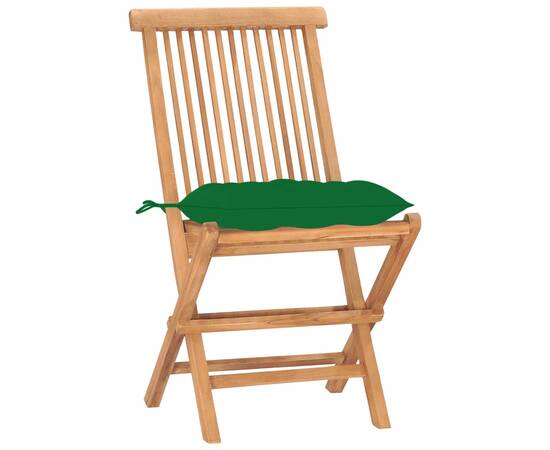 Set mobilier pliabil exterior cu pernă, 3 piese, lemn masiv tec, 2 image