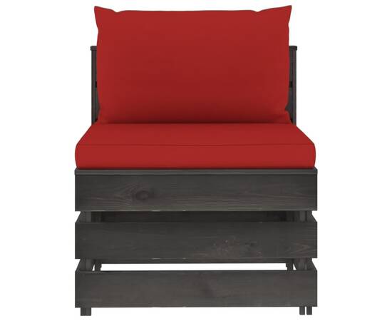 Set mobilier de grădină cu perne, 8 piese, gri, lemn tratat, 6 image