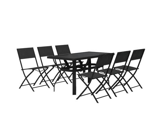 Set mobilier de grădină, gri și negru, 7 piese, 3 image