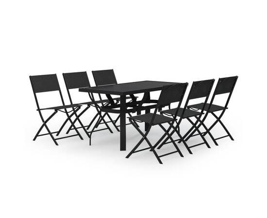 Set mobilier de grădină, gri și negru, 7 piese, 2 image