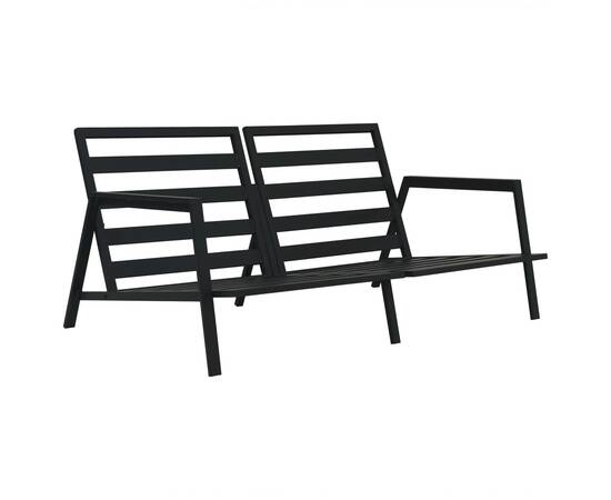 Set mobilier grădină cu perne, 4 piese, gri, închis aluminiu, 3 image