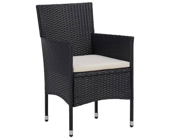 Set de mobilier pentru grădină, 5 piese, negru, poliratan, 3 image