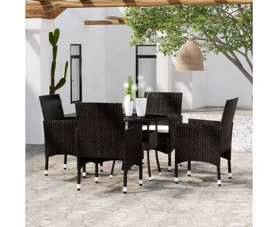 Set de mobilier pentru grădină, 5 piese, negru, poliratan