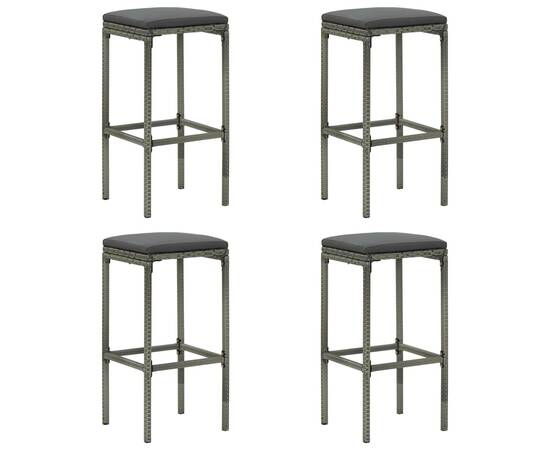 Set mobilier bar de grădină cu perne, 5 piese, gri, poliratan, 8 image