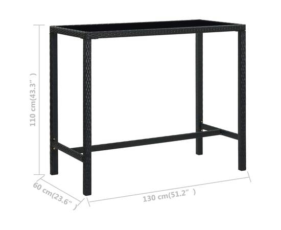 Set mobilier bar de grădină cu perne, 5 piese, negru, poliratan, 11 image