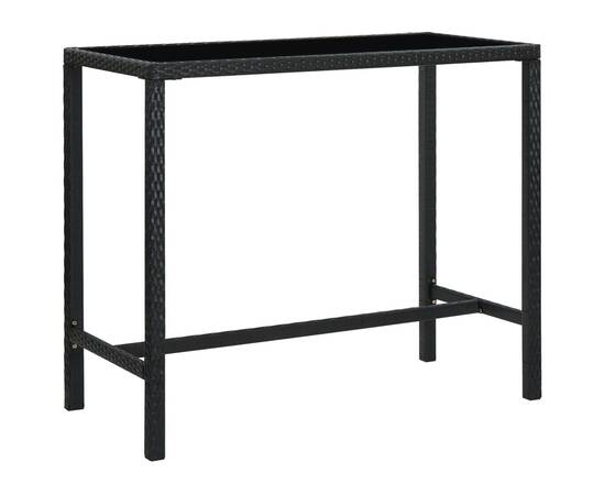 Set mobilier bar de grădină cu perne, 5 piese, negru, poliratan, 3 image