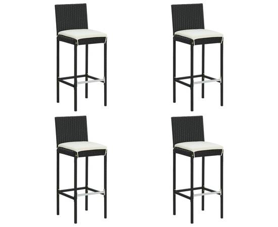 Set mobilier bar de grădină cu perne, 5 piese, negru, poliratan, 6 image