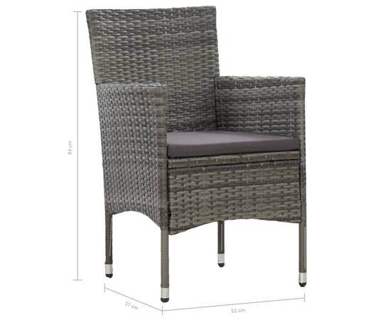 Set mobilier de exterior, 5 piese, gri, poliratan și sticlă, 9 image