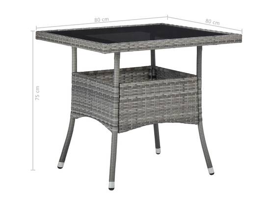 Set mobilier de exterior, 5 piese, gri, poliratan și sticlă, 8 image