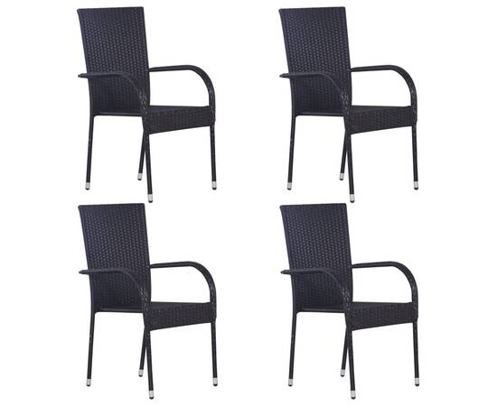 Set mobilier de grădină, 5 piese, negru, poliratan, 5 image