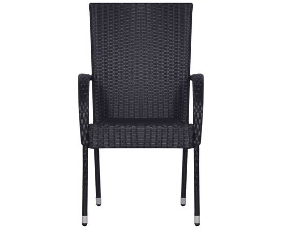 Set mobilier de grădină, 5 piese, negru, poliratan, 7 image