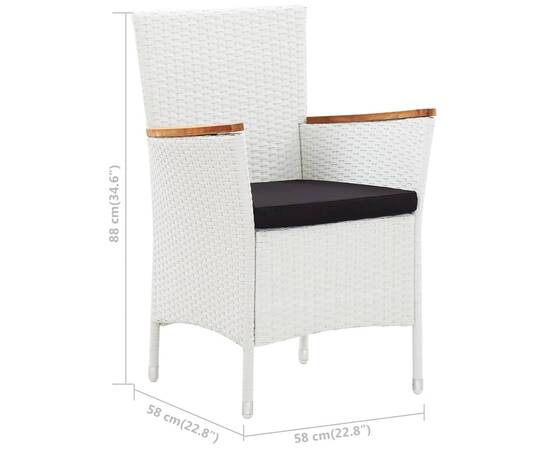 Set mobilier de grădină, 9 piese, alb, poliratan, 11 image