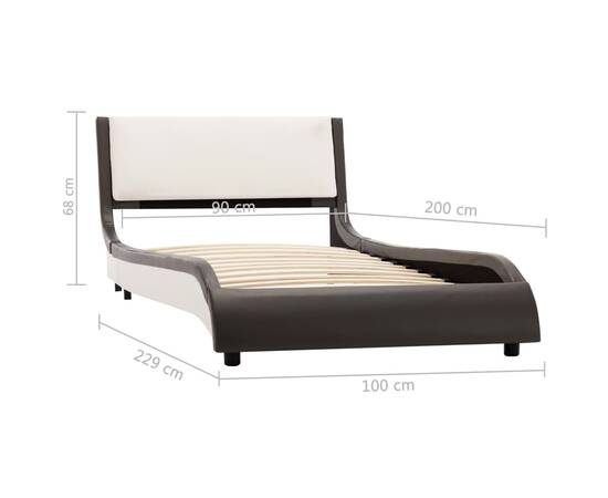 Cadru de pat cu led, gri și alb, 90x200 cm, piele ecologică, 9 image