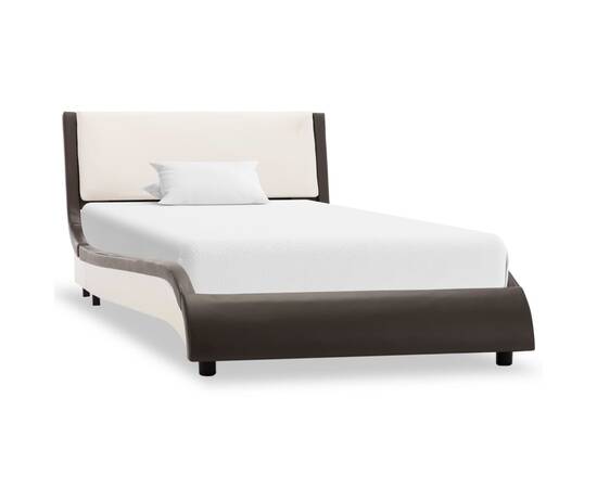 Cadru de pat cu led, gri și alb, 90x200 cm, piele ecologică, 2 image
