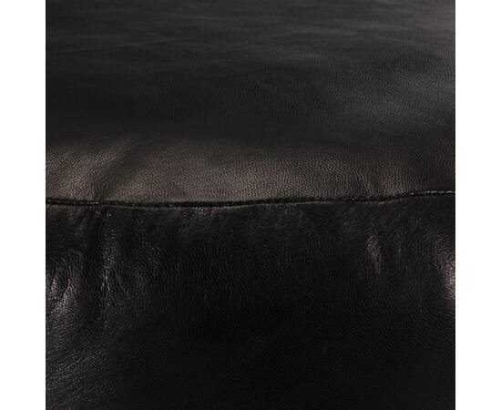 Fotoliu puf, negru, 60 x 30 cm, piele naturală de capră, 2 image