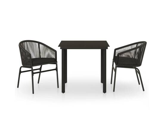 Set de mobilier pentru grădină, 3 piese, negru, 2 image