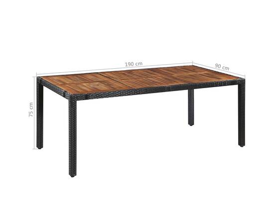 Set mobilier de exterior, 9 piese negru, poliratan, lemn acacia, 6 image