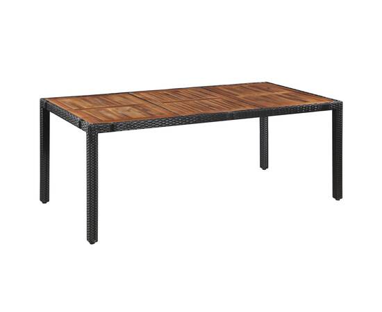 Set mobilier de exterior, 9 piese negru, poliratan, lemn acacia, 2 image