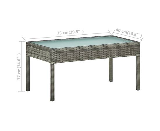 Set mobilier de grădină cu perne, 5 piese, gri, poliratan, 10 image