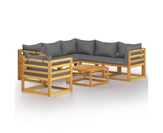 Set mobilier de grădină cu perne, 7 piese, lemn masiv acacia, 2 image