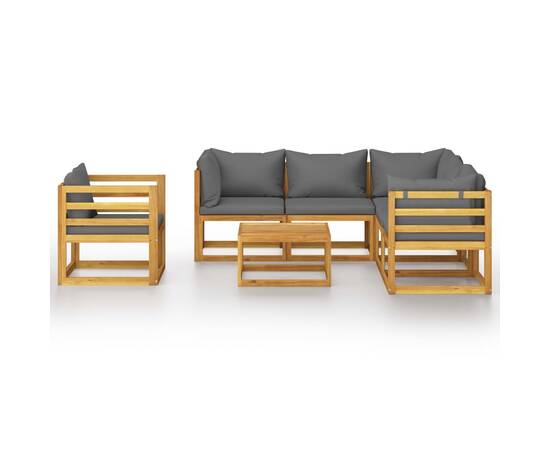 Set mobilier de grădină cu perne, 7 piese, lemn masiv acacia, 3 image