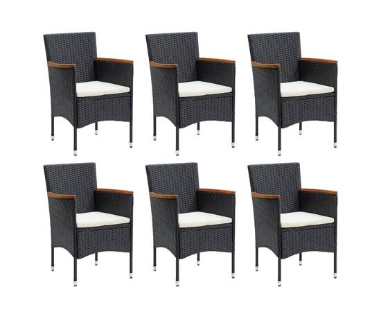 Set mobilier de grădină cu perne, 7 piese, negru, poliratan, 3 image