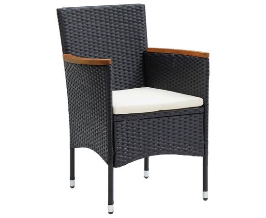 Set mobilier de grădină cu perne, 7 piese, negru, poliratan, 4 image