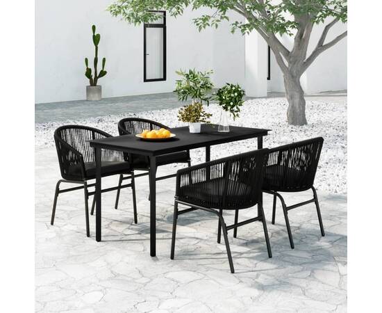 Set mobilier pentru grădină, 5 piese, negru