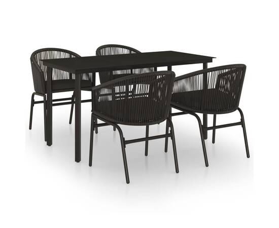 Set mobilier pentru grădină, 5 piese, negru, 2 image