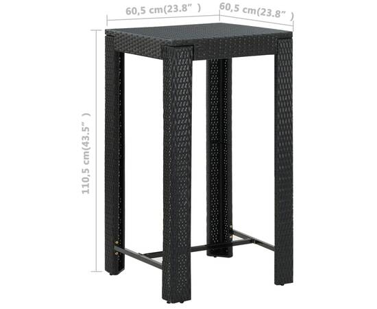 Set mobilier bar exterior cu perne, 5 piese, negru, poliratan, 11 image