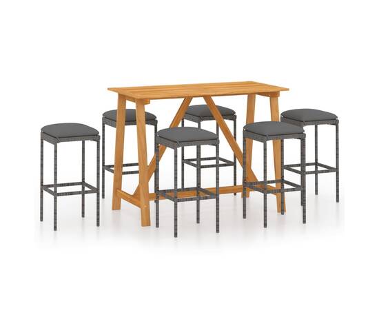 Set mobilier de bar de grădină cu perne , 7 piese , gri, 2 image