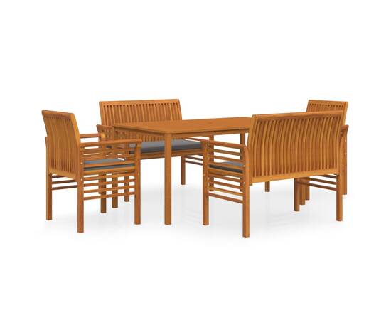 Set mobilier de exterior cu perne, 5 piese, lemn masiv acacia, 2 image