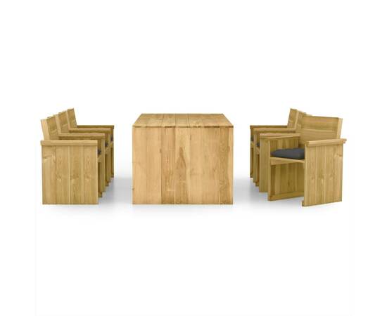 Set mobilier de exterior cu perne, 7 piese, lemn de pin tratat, 2 image