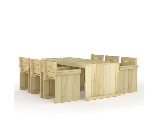 Set mobilier de grădină, 7 piese, lemn de pin tratat, 2 image