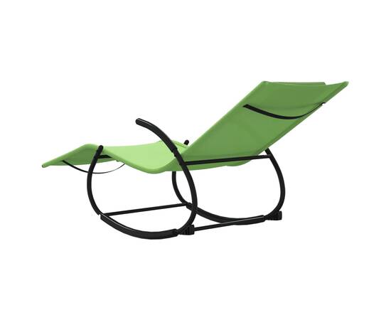 Șezlong balansoar, verde,oțel și textilenă, 6 image