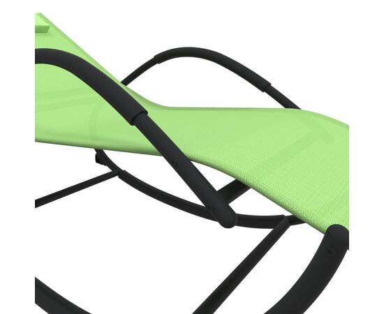 Șezlonguri de plajă balansoar, 2 buc., verde, oțel & textilenă, 6 image