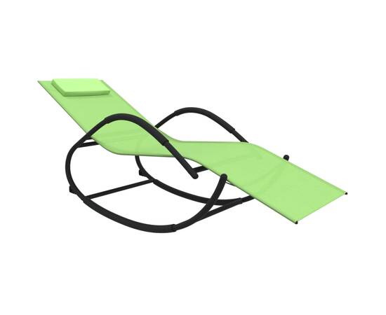 Șezlonguri de plajă balansoar, 2 buc., verde, oțel & textilenă, 3 image