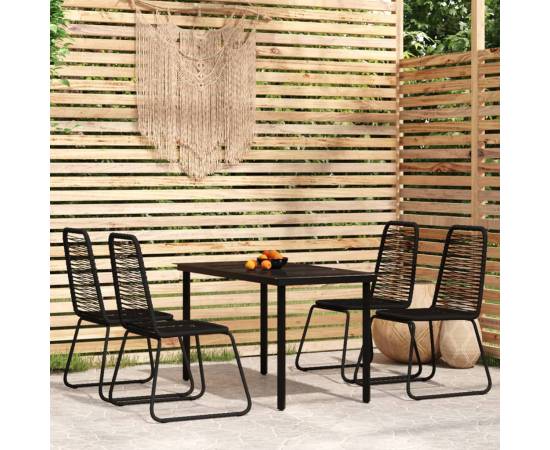 Set de mobilier pentru grădină, 5 piese, negru