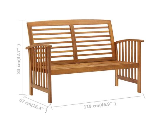 Set mobilier de grădină, 5 piese, lemn masiv de acacia, 10 image