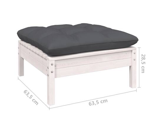 Set mobilier de grădină cu perne, 14 piese, alb, lemn masiv pin, 9 image