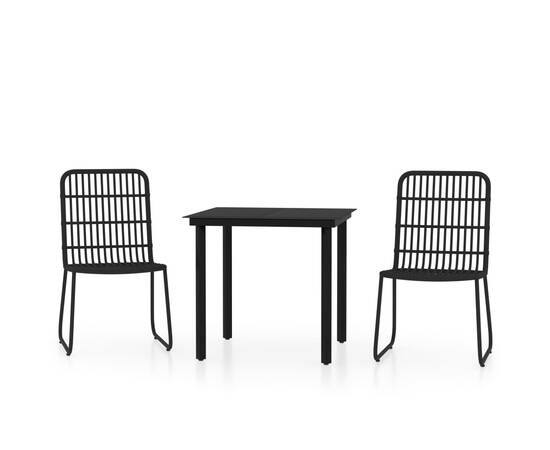 Set de mobilier pentru grădină, 3 piese, negru, 2 image