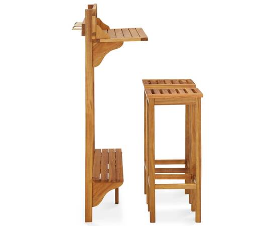 Set mobilier bar de balcon, 3 piese, lemn masiv de acacia, 4 image