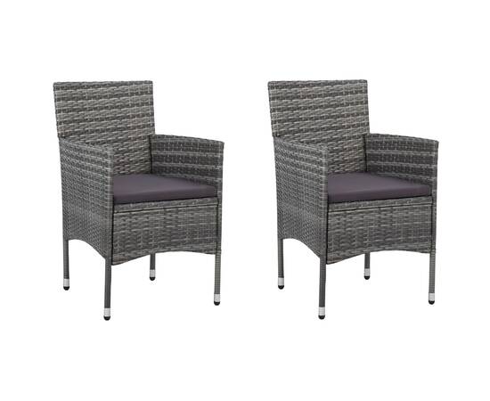 Set mobilier de exterior, 3 piese, gri, poliratan și sticlă, 6 image