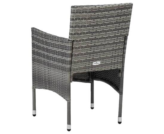 Set mobilier de exterior, 3 piese, gri, poliratan și sticlă, 10 image