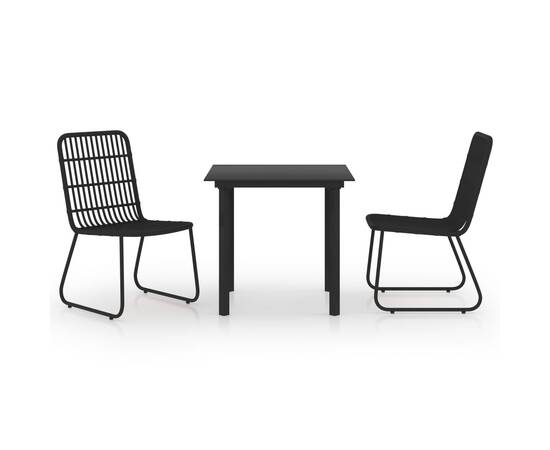 Set mobilier de exterior, 3 piese, poliratan și sticlă, 2 image